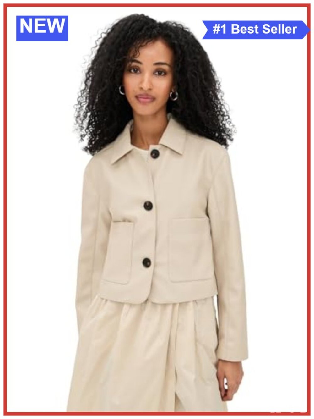Faux Leather Overcoat Jacket Point Collar Button Cuffs